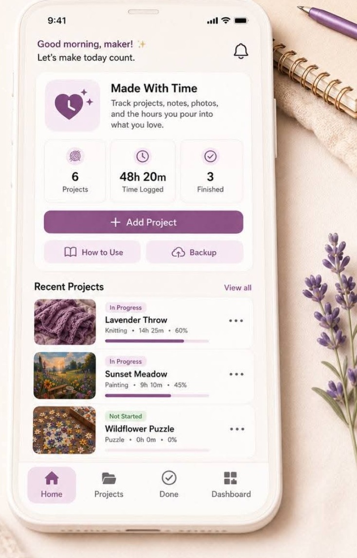 Made With Time project journal preview